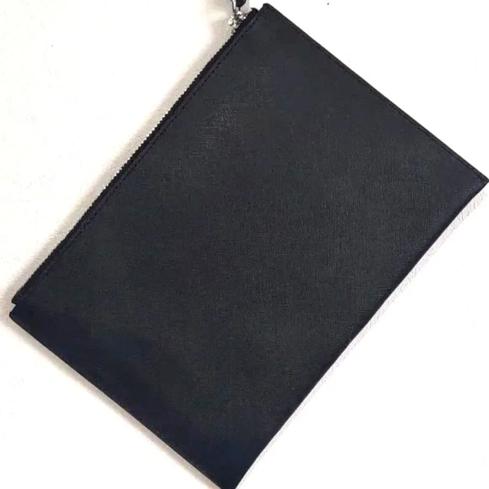 New Jet Set Travel Studded XL Leather Zip Clutch Wristlet Black Baddie Chic Glam